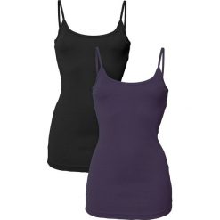 Top (2 szt. w opak.) bonprix śliwkowy + czarny. Czarne topy damskie bonprix, z bawełny. Za 35,98 zł.