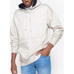 Bluza z kapturem oversize, efekt cold dyed. Żółte bluzy męskie rozpinane marki La Redoute Collections, s, z bawełny, z długim rękawem, długie, z kapturem. Za 126,38 zł.