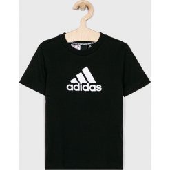 Adidas Performance - T-shirt dziecięcy 110-176 cm. Czarne t-shirty chłopięce adidas Performance, z nadrukiem, z bawełny, bez rękawów. Za 69,90 zł.