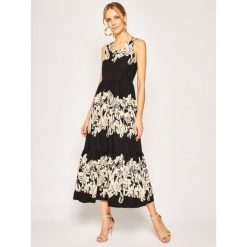 Sukienka letnia TwinSet 201TT2313. Czarne sukienki damskie Twinset, na lato, bez wzorów, z bawełny, bez kołnierzyka, bez rękawów. W wyprzedaży za 919,00 zł.