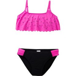 Bikini dziewczęce (2 części) bonprix czarno-różowy neonowy. Czarne stroje kąpielowe dziewczęce bonprix, z aplikacjami. Za 49,99 zł.