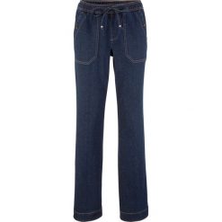 Dżinsy z gumką w talii WIDE FIT bonprix ciemnoniebieski. Niebieskie jeansy damskie bonprix, z jeansu. Za 99,99 zł.