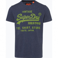 Superdry - T-shirt męski, niebieski. Niebieskie t-shirty męskie Superdry, xxl, z nadrukiem, z gumy, bez kołnierzyka. Za 149,95 zł.