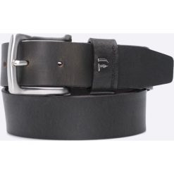 Trussardi Jeans - Pasek skórzany. Czarne paski męskie marki Trussardi Jeans, w paski, z jeansu. W wyprzedaży za 199,90 zł.