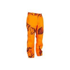 Spodnie myśliwskie Supertrack 300 camo fluo. Pomarańczowe spodnie męskie SOLOGNAC, xl, bez wzorów, z bawełny, sportowe. W wyprzedaży za 149,99 zł.