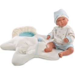 Llorens Lalka bobas płaczący Lalo 42 cm błękitny kombinezon. Niebieskie kombinezony niemowlęce LLORENS. Za 259,00 zł.