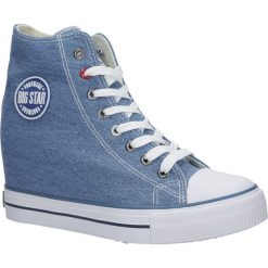 Trampki sznurowane na koturnie big star u27490. Niebieskie koturny damskie BIG STAR, bez obcasa, na koturnie, na sznurówki. Za 129,99 zł.
