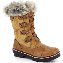 Kozaki "Megeve" w kolorze beżowym. Brązowe buty zimowe damskie Kimberfeel. W wyprzedaży za 346,95 zł.