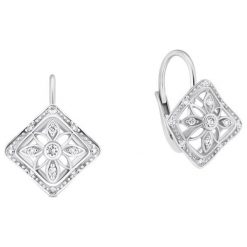 Kolczyki damskie: Kolczyki Białe Złoto – złoto białe 585, Diament 0,21ct