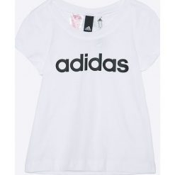 Adidas Performance - Top dziecięcy 110-170 cm. Szare topy damskie adidas Performance, z nadrukiem, z bawełny, z okrągłym kołnierzem. W wyprzedaży za 49,90 zł.