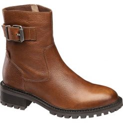 Botki damskie 5th Avenue koniakowe. Botki damskie 5th Avenue, ze skóry, bez obcasa, na zamek. Za 279,90 zł.