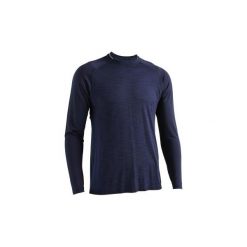Koszulka fitness kardio z długim rękawem męska FTS 500 niebieski melanż. Niebieskie koszulki męskie DOMYOS, m, bez wzorów, z poliesteru, bez kołnierzyka, z długim rękawem, długie, na fitness i siłownię. Za 69,99 zł.