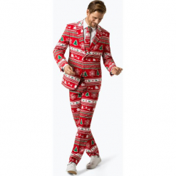 OppoSuits - Garnitur męski z krawatem – Winter Wonderland, czerwony. Czerwone garnitury OppoSuits. Za 379,95 zł.