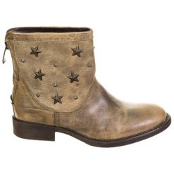 Botki damskie: Skórzane botki w kolorze taupe