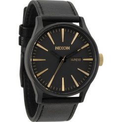 Biżuteria i zegarki męskie: Zegarek męski Matte Black Gold Nixon Sentry Leather A1052041
