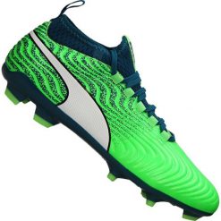 Buty piłkarskie Puma One 18.3 Syn Fg M 104870 03. Zielone buty sportowe męskie Puma, na wiosnę, z tkaniny, na sznurówki, do piłki nożnej. W wyprzedaży za 239,00 zł.