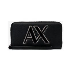 Armani Exchange Portfel Czarny. Czarne portfele damskie Armani Exchange, bez wzorów, z materiału. Za 402,95 zł.