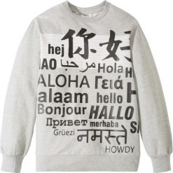 Bluza dresowa bonprix szary melanż z nadrukiem. Szare bluzy męskie z nadrukiem marki bonprix, m, z dresówki, z długim rękawem, długie. Za 37,99 zł.
