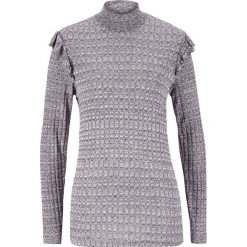Shirt w prążek z golfem bonprix antracytowy melanż. Szare koszulki damskie bonprix, bez wzorów, z golfem. Za 54,99 zł.
