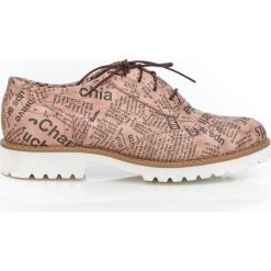 Sznurowane półbuty oksfordki - skóra naturalna - model 258 - kolor różowe litery. Różowe półbuty damskie Zapato, eleganckie, z okrągłym noskiem, na niskim obcasie, na obcasie, na sznurówki. Za 309,00 zł.