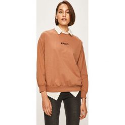 Answear - Bluza. Brązowe bluzy damskie ANSWEAR, s, z aplikacjami, z bawełny, bez rękawów, bez kaptura. W wyprzedaży za 49,90 zł.