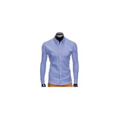 KOSZULA MĘSKA ELEGANCKA Z DŁUGIM RĘKAWEM K409 - BIAŁA/GRANATOWA. Białe koszule męskie Ombre Clothing, s, bez wzorów, eleganckie, z kontrastowym kołnierzykiem, z długim rękawem. Za 39,00 zł.