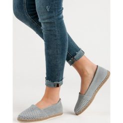 SZARE SKÓRZANE ESPADRYLE. Szare baleriny damskie marki FILIPPO, bez wzorów, bez obcasa. Za 138,90 zł.