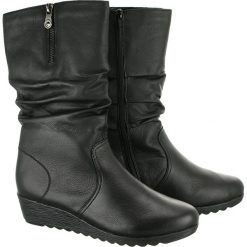 RIEKER X2471-00 black, kozaki damskie. Czarne koturny damskie Rieker. Za 349,90 zł.