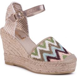 Espadryle VIDORRETA - Sandalia Traba Rib. 07100 Cuerda. Brązowe espadryle damskie Vidorreta, bez wzorów, ze skóry ekologicznej, bez obcasa, na obcasie. Za 369,00 zł.
