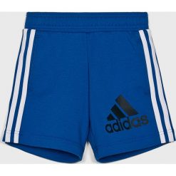 Adidas Performance - Szorty dziecięce 110-176 cm. Niebieskie spodenki chłopięce marki adidas Performance, bez wzorów, z bawełny, sportowe. Za 119,90 zł.