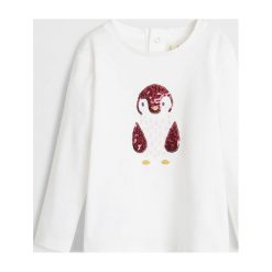 Mango Kids - Longsleeve dziecięcy Luna 80-104 cm. Szare bluzki dziewczęce Mango Kids, z aplikacjami, z bawełny, z okrągłym kołnierzem, z krótkim rękawem, krótkie, bez kaptura. Za 45,90 zł.