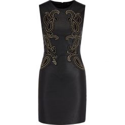 Sukienka skórzana Marciano Guess 94G779 9184Z. Czarne sukienki damskie MARCIANO GUESS, z aplikacjami, ze skóry ekologicznej, bez kołnierzyka, bez rękawów. W wyprzedaży za 589,00 zł.