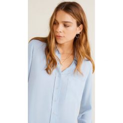 Mango - Koszula Basic5. Czarne bluzki damskie Mango, s, bez wzorów, z poliesteru, eleganckie, z klasycznym kołnierzykiem, z długim rękawem. W wyprzedaży za 79,90 zł.