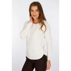 Sweter "Audeuse" w kolorze białym. Białe swetry klasyczne damskie Scottage, z wełny, z okrągłym kołnierzem. W wyprzedaży za 86,95 zł.