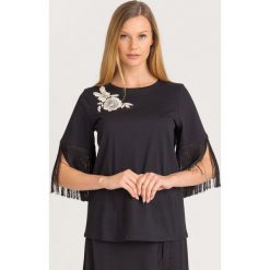 T-SHIRT Twinset. Czarne t-shirty damskie Twinset, s, z haftami, z bawełny, z okrągłym kołnierzem. Za 314,30 zł.