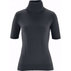 Sweter z golfem, z domieszką jedwabiu bonprix czarny. Czarne swetry damskie marki bonprix, bez wzorów, bez rękawów. Za 99,99 zł.