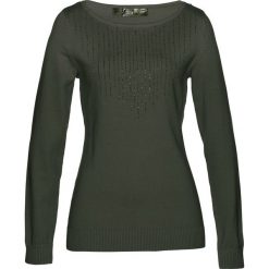 Swetry damskie: Sweter bonprix nocny oliwkowy