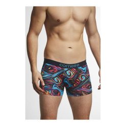 Bokserki Twist 530/04 Turkusowo-czarne. Niebieskie bokserki męskie Cornette, bez wzorów. Za 56,90 zł.