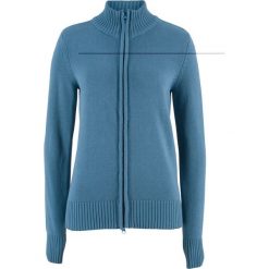 Golfy damskie: Sweter rozpinany bonprix niebieski dżins
