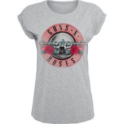 Guns N' Roses Pink Bullet Koszulka damska odcienie szarego. Szare bluzki z odkrytymi ramionami marki Guns N' Roses, m, z nadrukiem, klasyczne, z klasycznym kołnierzykiem. Za 99,90 zł.