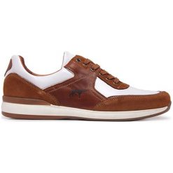 Skórzane sneakersy w kolorze brązowo-białym. Pomarańczowe trampki męskie Eva Lopez, Maria Barcelo, bez wzorów, ze skóry, na sznurówki. W wyprzedaży za 329,95 zł.