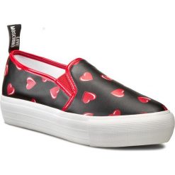 Półbuty LOVE MOSCHINO - JA15024G11IG000A Nero/Rosso. Czarne półbuty damskie Love Moschino, na co dzień, bez wzorów, ze skóry ekologicznej, klasyczne, bez obcasa, bez zapięcia. W wyprzedaży za 389,00 zł.