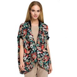 SOPHIA Kardigan oversize ze ściągaczem - kwiatowy. Brązowe kardigany damskie marki Moe, z nadrukiem. Za 149,00 zł.