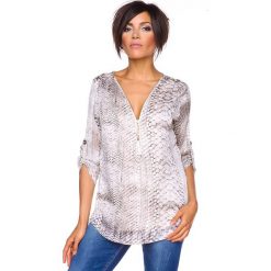 T-shirty damskie: Koszulka „Sabine” w kolorze kremowo-szarym