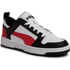 Sneakersy PUMA - Rebound Layup Lo Sl Jr 370490 07 Puma White/Puma Black/Red. Białe trampki chłopięce Puma, bez wzorów, ze skóry ekologicznej, na sznurówki. Za 219,99 zł.