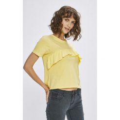 Answear - Top Stripes Vibes. Żółte bluzki damskie marki ANSWEAR, s, z bawełny, z okrągłym kołnierzem. W wyprzedaży za 19,90 zł.