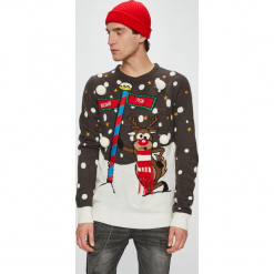 Brave Soul - Sweter. Szare swetry klasyczne męskie marki Brave Soul, l, z nadrukiem, z dzianiny, z okrągłym kołnierzem. Za 129,90 zł.