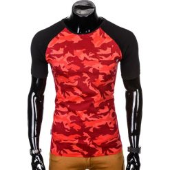 T-shirt męski z nadrukiem S1009 - czerwonymoro. Czerwone t-shirty męskie Ombre Clothing, s, z nadrukiem, bez kołnierzyka. Za 19,99 zł.