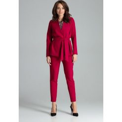 Żakiet bez zapięcia bordowy - s. Czerwone żakiety damskie e-margeritka.pl, s, w paski, z tkaniny, eleganckie, bez rękawów, bez kaptura. Za 155,99 zł.