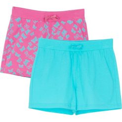 Szorty dziewczęce (2 pary) bonprix morsko-jasny fuksja. Niebieskie spodnie dziewczęce bonprix, z nadrukiem, z bawełny. Za 49,98 zł.